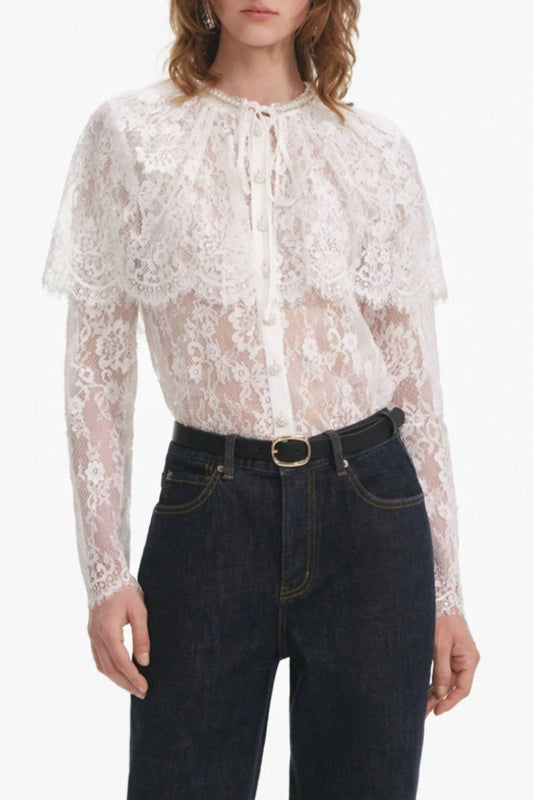 Self-Portrait - Lace Cape Top