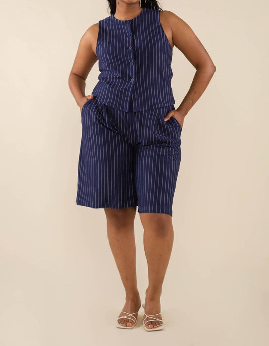 Nlt - Noah High Neck Pinstripe Vest -PLUS