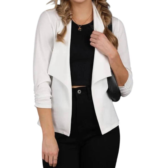 Ninexis - Shirring Detailed Open Blazer