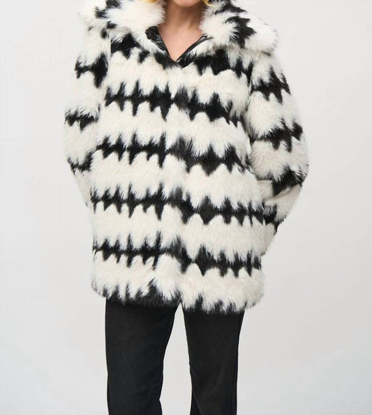 Joseph Ribkoff - REVERSIBLE FAUX FUR STRIPE COAT