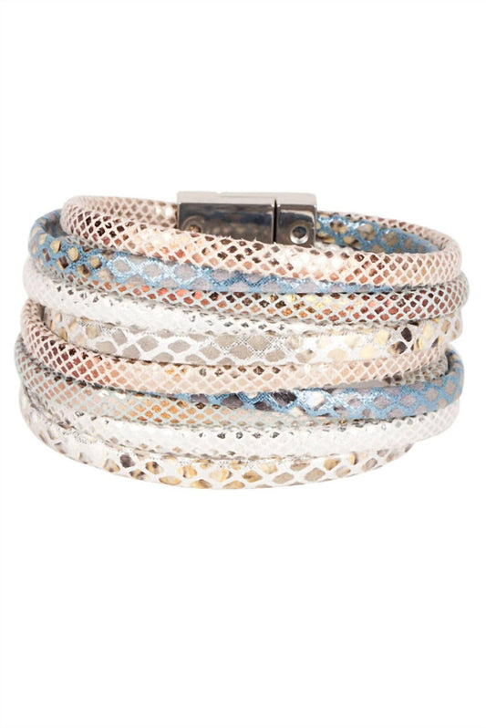 Saachi - Women's Aqua Snakeskin Stack Bracelet