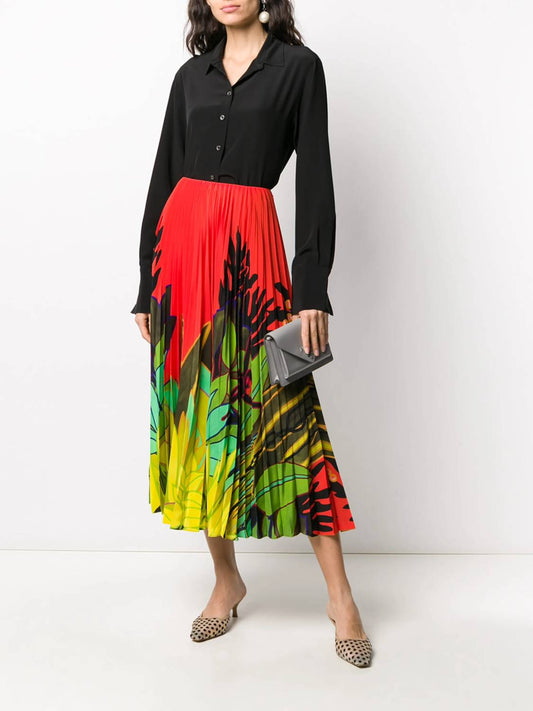Valentino - Mirrored Monkeys Forest Pleated Skirt