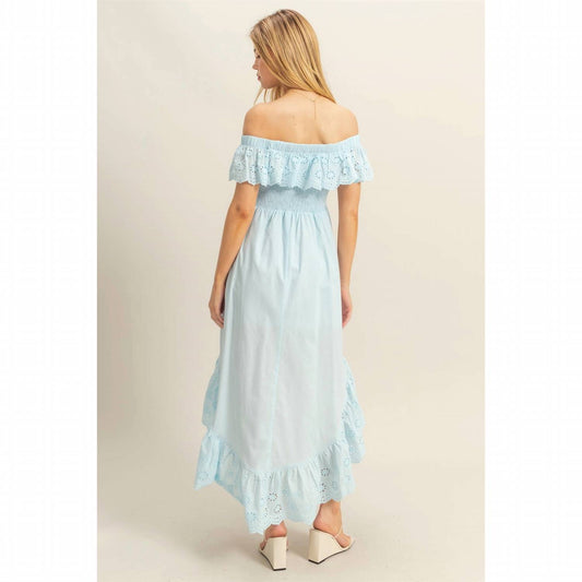 Hyfve - Smocked Bodice High-Low Hem Midi Dress