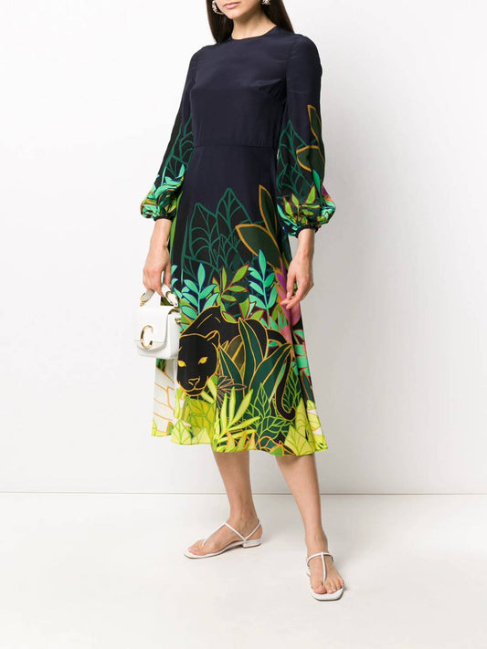 Valentino - Panther In The Jungle Midi Dress