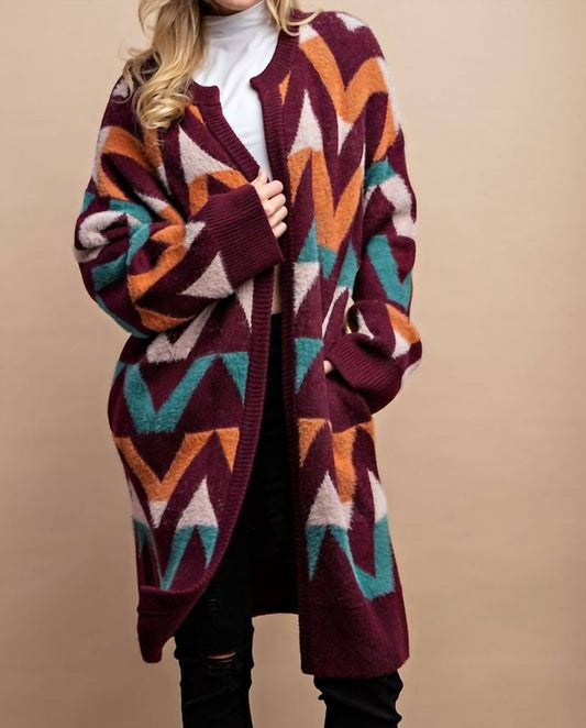 Gigio - Chevron Pattern Knitting Sweater Cardigan