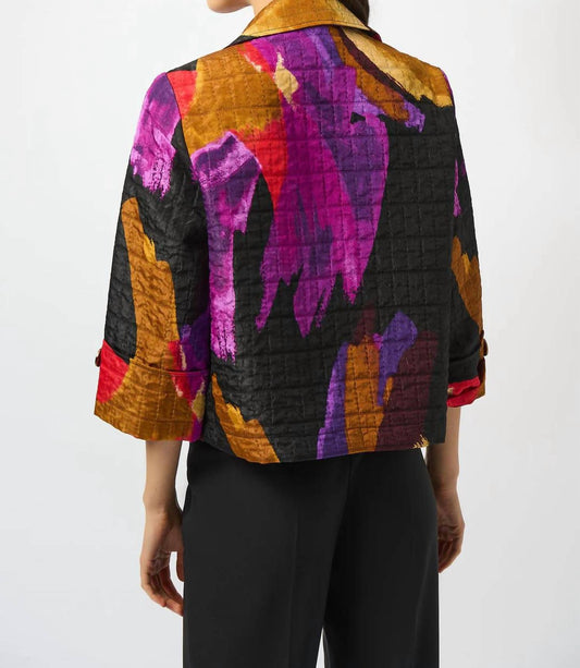 Joseph Ribkoff - Textured Abstract Print Boxy Jacket