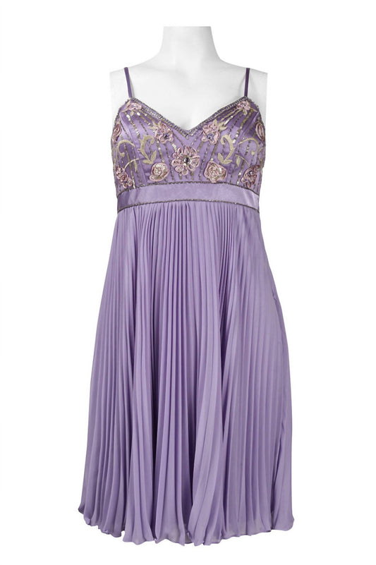 Sue Wong - Embellished Accordion Babydoll Dress