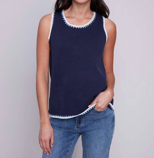 Charlie B - Crewneck Knitted Contrast Tank Top