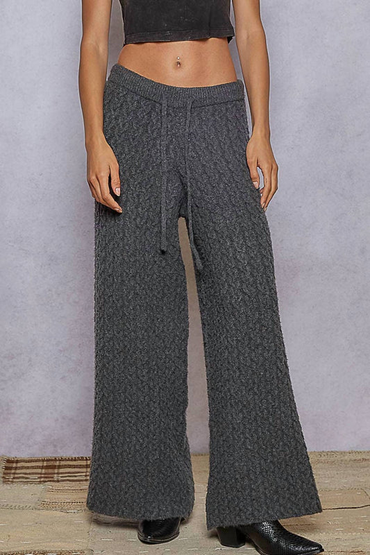 Pol - Cable Knit Detail Adjustable Drawstring Sweater Pants