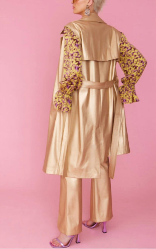 Jayley - Faux Suede Metallic Maxi Gilet