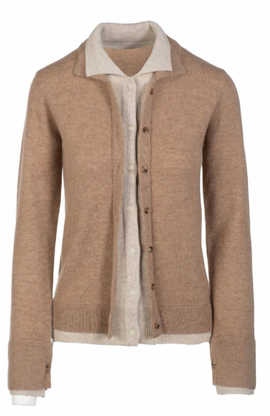 Naadam - Women's Cashmino Layered Collared Cardigan