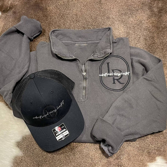 Laree + Co. - Unisex Embroidered Quarter Zip Sweatshirt