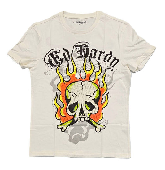 Ed Hardy - Men's Flame Skull Rhinestone Short Sleeve Tee