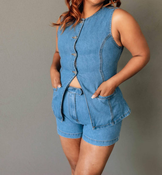 Mable - Monroe Denim Vest And Short Set