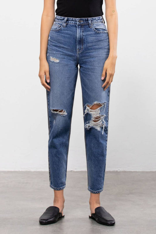 Hidden - Two Tone Distressed Tapered Jeans
