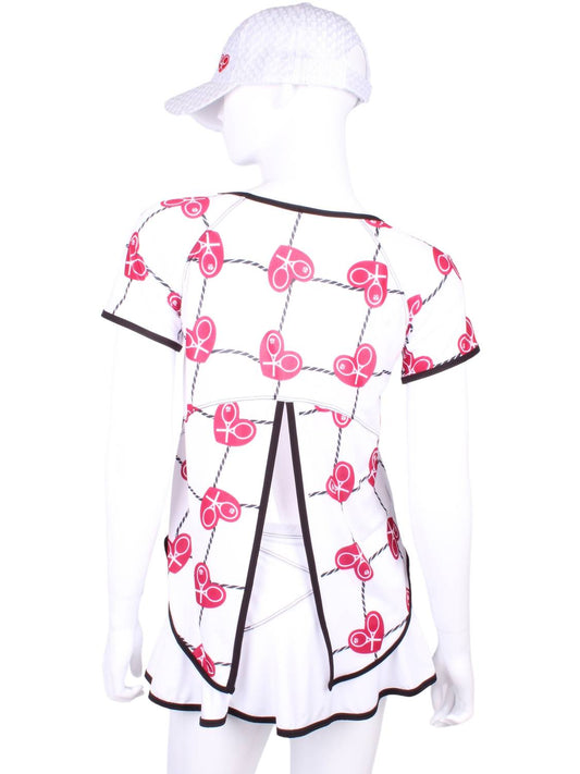 Love Love Tennis - Women's Tie Back Short Sleeve Tennis Tee