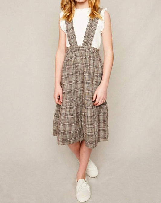 Hayden La - Girls Tiered Glen Check Overall Dress