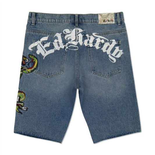 Ed Hardy - Men's Panther Snake Denim Skater Short