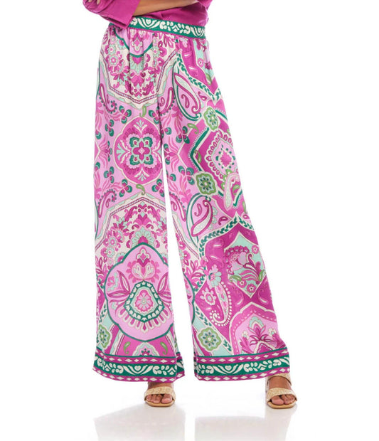 Karen Kane - Italian Tile Print Wide-leg Pants