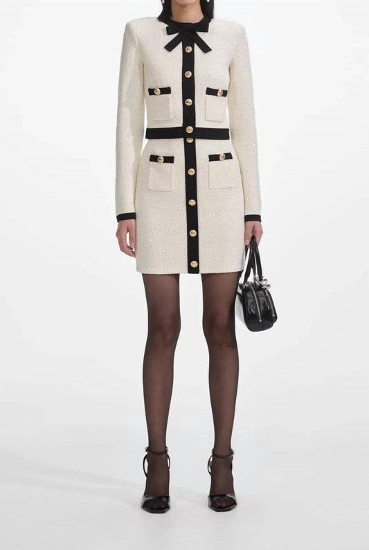 Self-Portrait - Women's Sequin Bow Cardigan