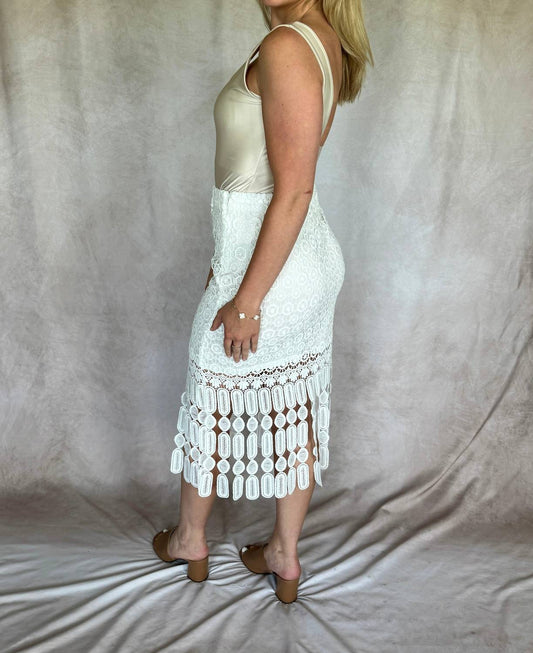 Skies Are Blue - Eyelet Midi Skirt