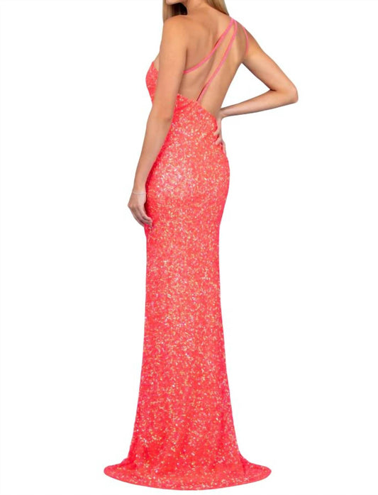 Scala - One Shoulder Sequin Gown With Strappy Back