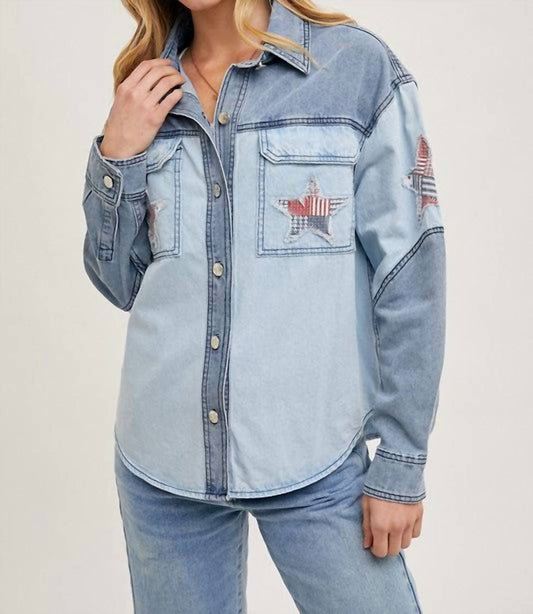 Bluivy - Denim Star Patchwork Shirt