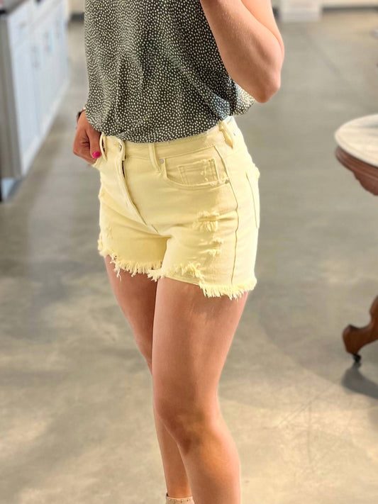 Risen - High Rise Distressed Detail Shorts