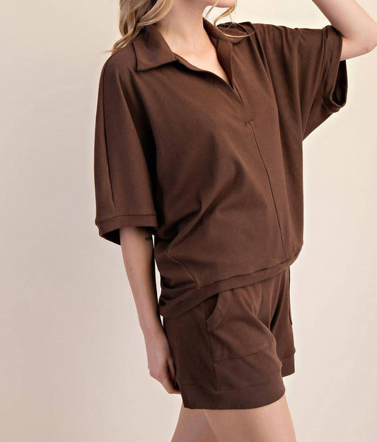 Glam - V-neckline Dropped Shoulder Knit Top