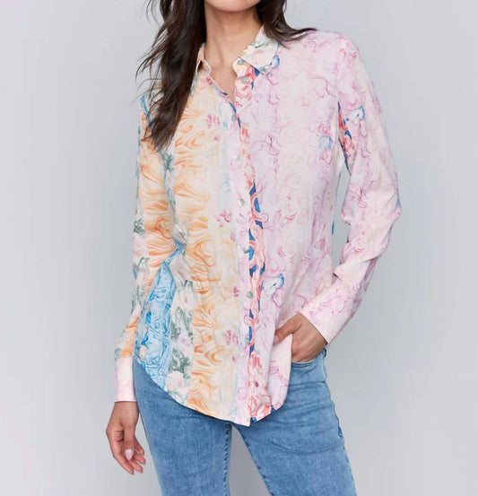 Charlie B - Printed Viscose Long Sleeve Button Up Shirt