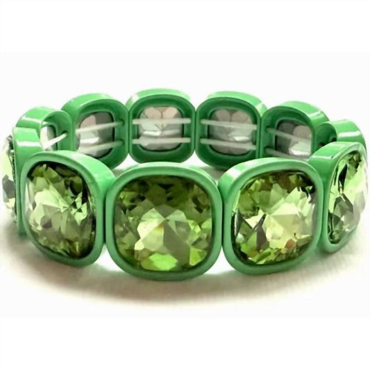 Iconic Mi - Women's Square Crystal Gemstone Stretch Bracelet