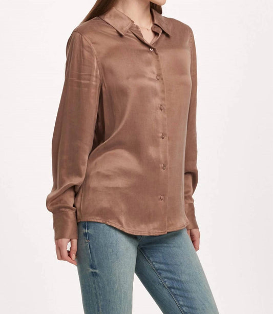 Dear John Denim - Birdie Long Sleeve Button Down Shirt - brown - button - down - shirts - clothing