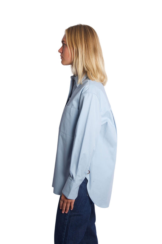 Vince - Oversized Shirt With Faux Leather Trim