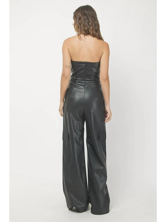Needii - Faux Leather Tube Jumpsuit