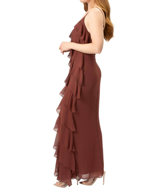 Area Stars - Riza Ruffle V-neck Maxi Dress