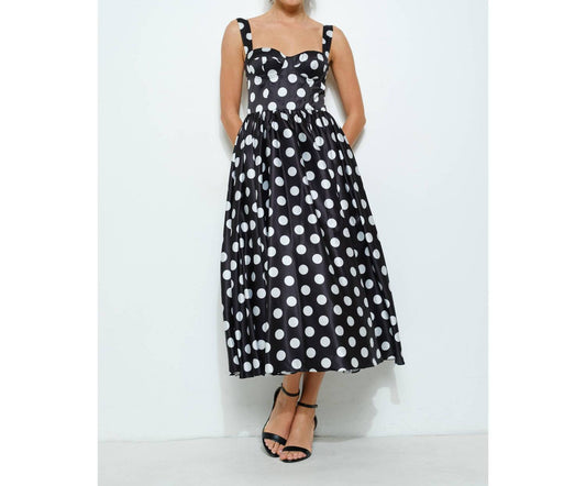 Ina Fashion - Polka Dot Bustier Midi Dress