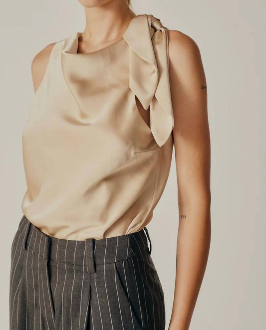 Deluc - Alchemilla Sleeveless Cowl Neck Top - beige - blouses - clothing