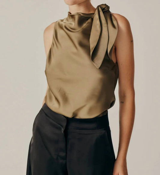 Deluc - Alchemilla Sleeveless Cowl Neck Top - blouses - clothing - green