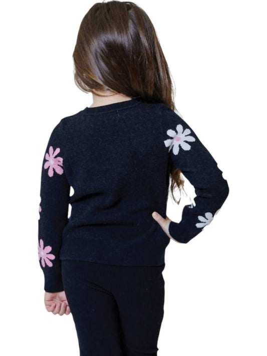 Design History - Kid's Floral Sweater - black - clothing - floral