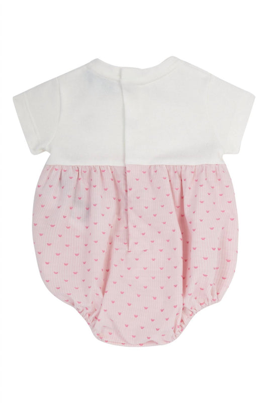 Armani - Baby Striped Allover Eagle Short Sleeve Bi-material Bubble