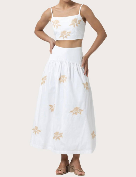 Lusana - Oliver Poplin Two Piece Crop Top & Skirt Set Orchid Embroidery