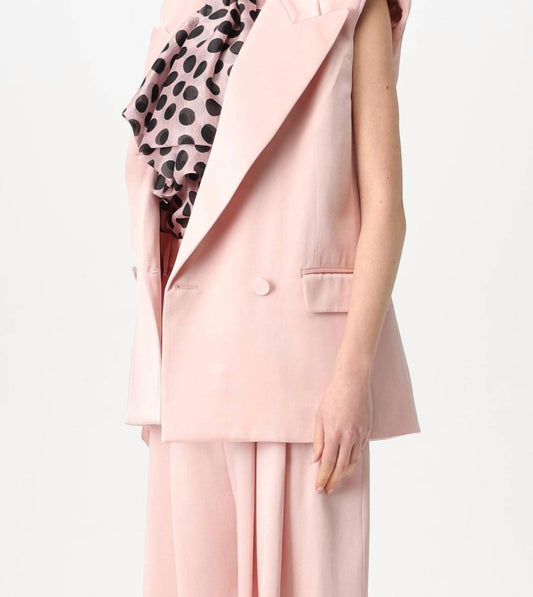 Nina Ricci - Crepe Satin Double Breasted Sleeveless Jacket