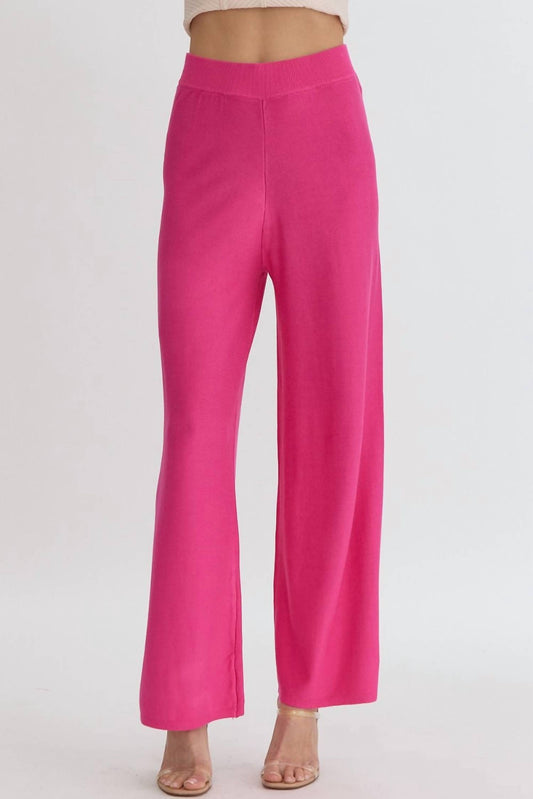 Entro - High Waist Wide Leg Knit Pant