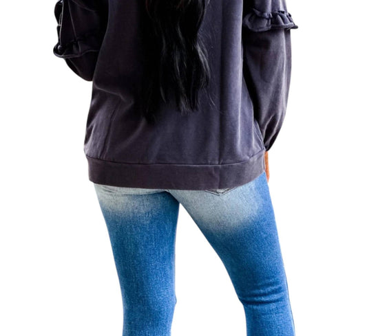 Cezele - Here For Good Ruffle Sleeve Sweatshirt