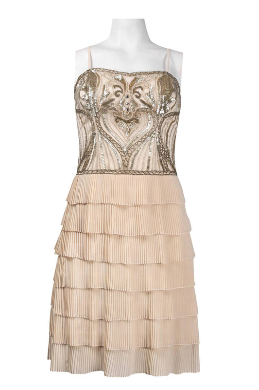 Sue Wong - Spaghetti Strap Beaded Accordion Dress