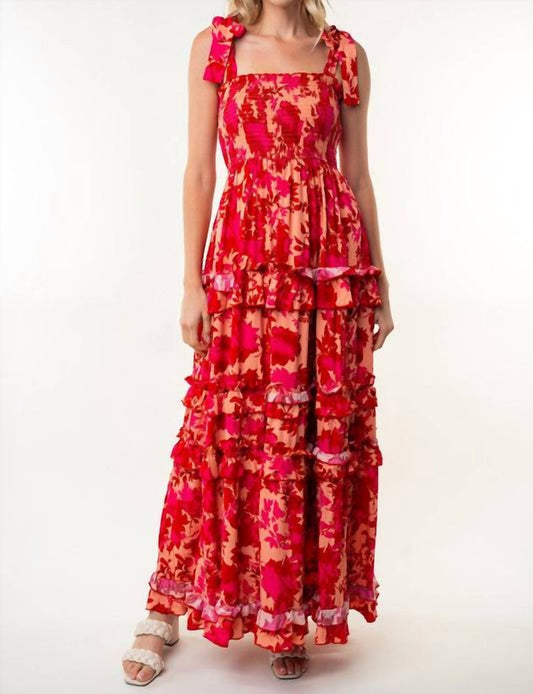 White Birch - Berry Floral Maxi Dress