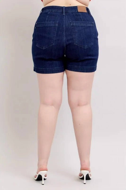 Judy Blue - High-waist Denim Trouser Shorts - Plus