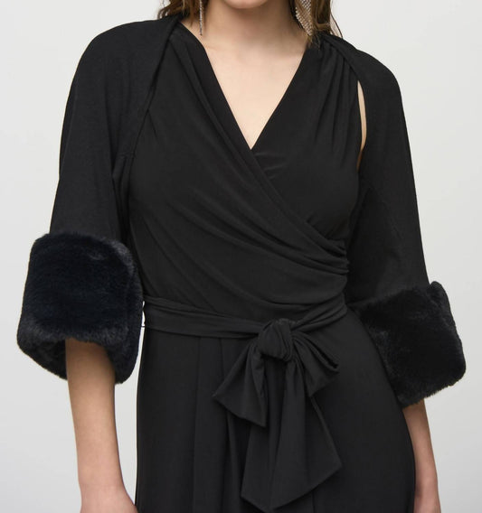 Joseph Ribkoff - Faux Fur Cuff Bolero Jacket