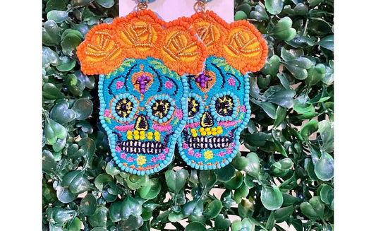 Fashion City - Beaded Sugar Skull Earrings