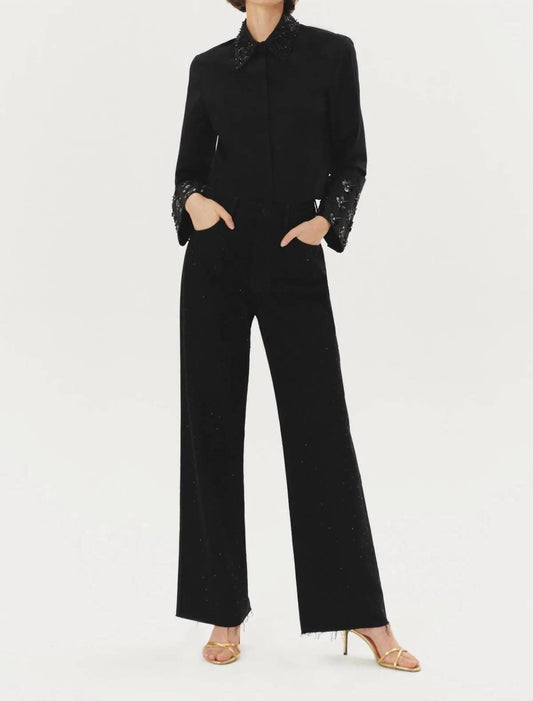 Exquise - Chandra High Waist Wide Leg Jewelled Pants